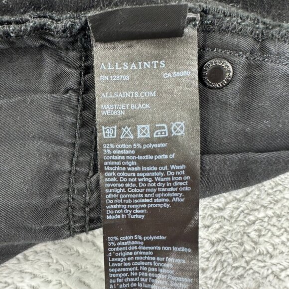AllSaints Mast Jet Black Jeans Women’s Size 29 US - Picture 5 of 11